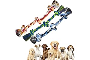 3PCS Small Dog Rope Toys: 35cm Puppy Chew Toy for Teething & Dental Care - 100% Cotton Tug of War Rope for Boredom Relief - I