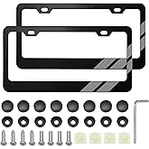 YOSRTER 2PCS Aluminum License Plate Frame for Dodge Accessories, License Plate Cover Frame Matte License Plate Cover Car Front and Rear Decoration(Gray Trim)