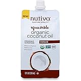 Nutiva Organic Cold-Pressed Virgin Coconut Oil Pouch, 12 Fl Oz USDA Organic, Non-GMO, Fair Trade, Whole 30 Approved, Vegan, K