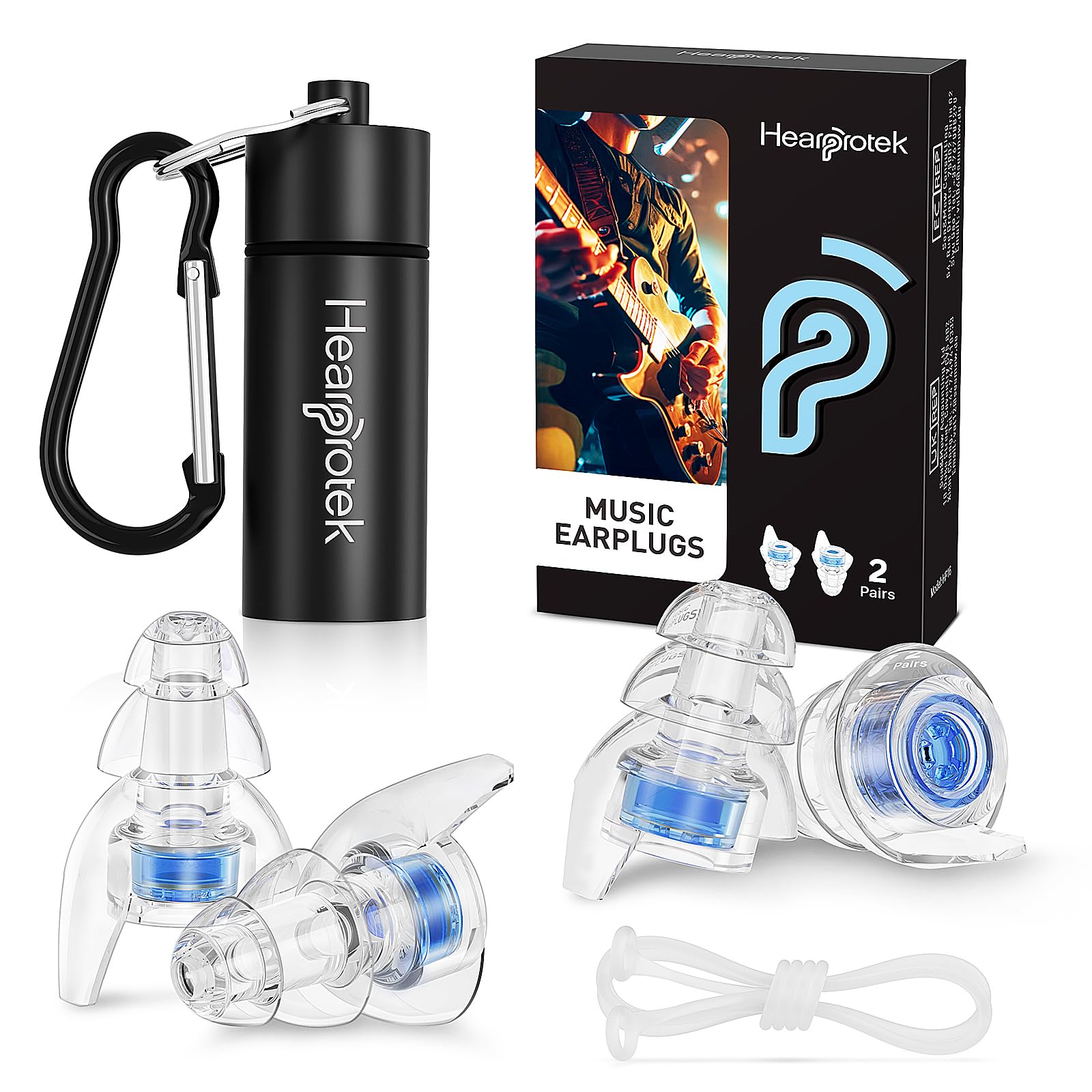 Photo 1 of Hearprotek Concert Ear Plugs, 2Pairs Reusable high Fidelity Musician Ear Plugs for Concerts Loud Music-Noise Reduction Ear Protection earplugs for Rave,Festival,Music,Tinnitus Relief