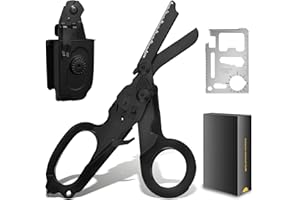 ZHEJIBBANG Trauma Shears Foldable with Compatible Holster, Multi Tool Emergency Response Trauma Shear for Nurses, Multi-function Outdoor EMT Tactical XShears, Trauma Scissors with Gift Box (Carbon Black)
