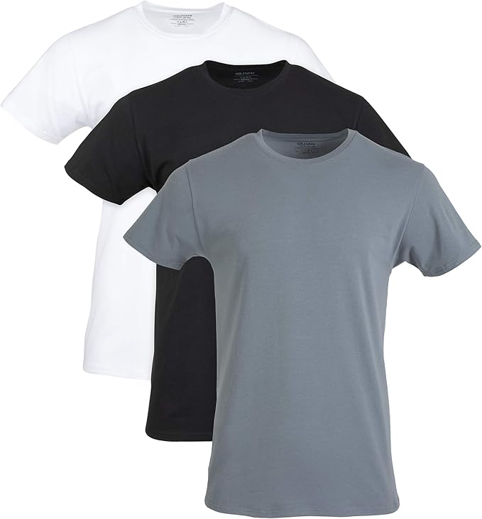 GILDAN Men's Cotton Stretch Crew T-Shirt Underwear (Pack of 3): Amazon ...