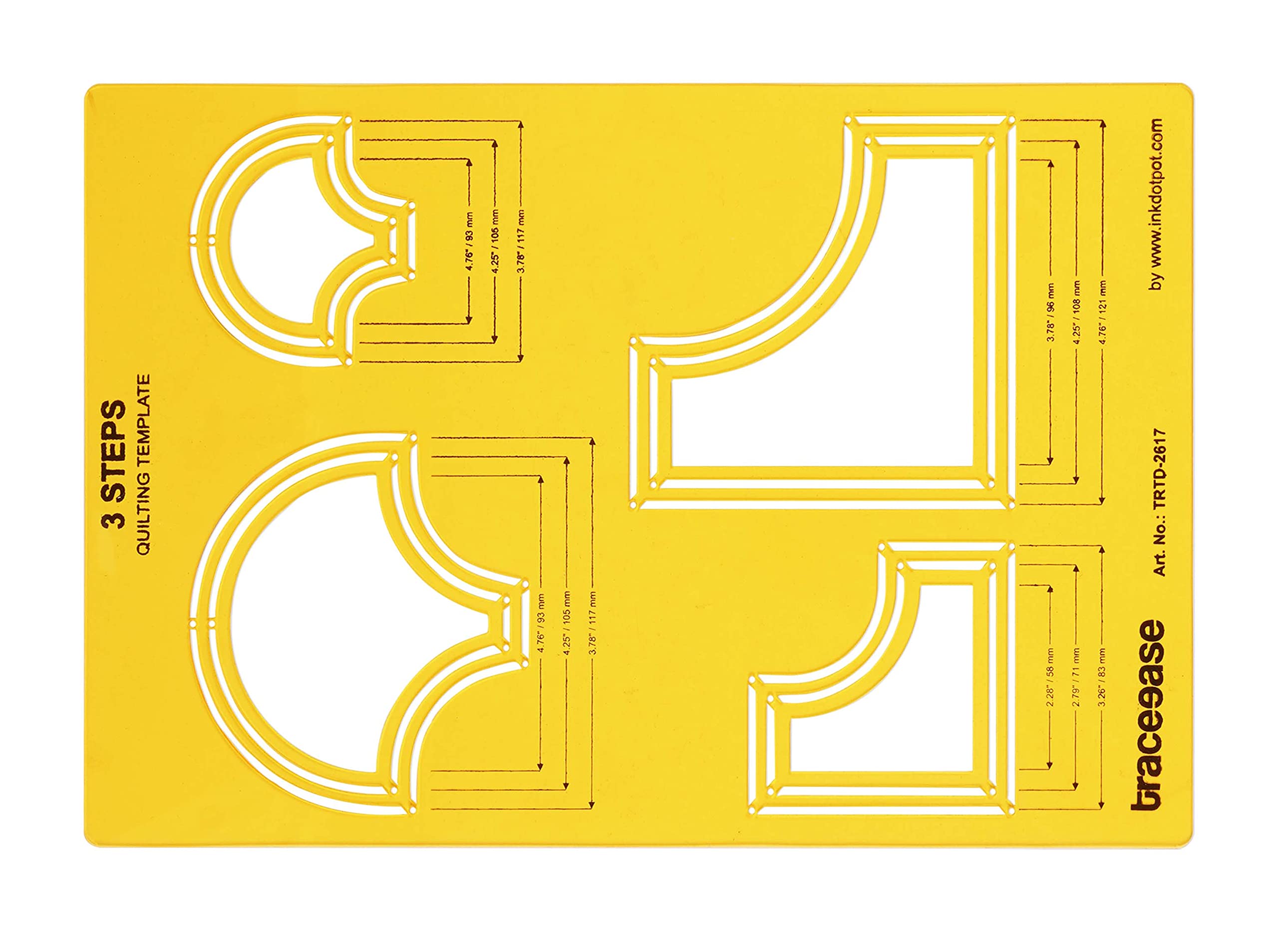 Traceease 2 Shapes Quilting Template Stencils DIY Quilt Sewing Machine Ruler Quilting Tools, 3 Different Sizes Each