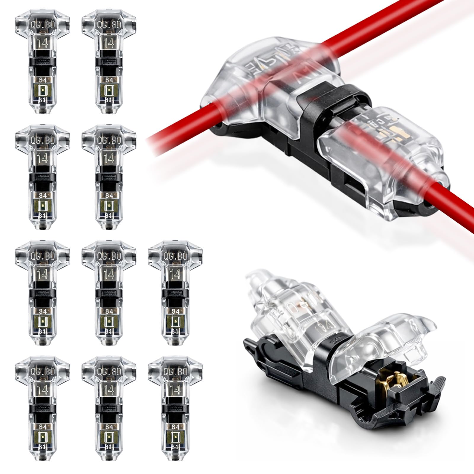 Photo 1 of 10 Pack T Tap Wire Splice Connectors for 16-20 AWG, 3 Way 1 Pin Low Voltage Quick Wire Splitter Connectors No Wires Stripping Solderless Wires Tap Connector