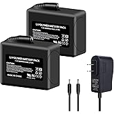 DFTIM 2Pack 5000mAh LI Polymer Battery Pack for Heated Gloves, Socks, Hats, Mittens, Vest, Jacket, Hand Muff, Boots, Hat, Knee Braces Suit Upgraded Version Battery with 8.4V DC Dual Battery Charger