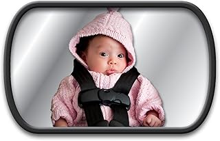 Lina M. Ruecksitzspiegel für Babys im Auto mit 2 Befestigungsvarianten, an der Kopfstütze, oder an der Heckscheibe. 160 x 100 mm, mit Splitterschutzfolie, für Babyschalen und Reboarder.