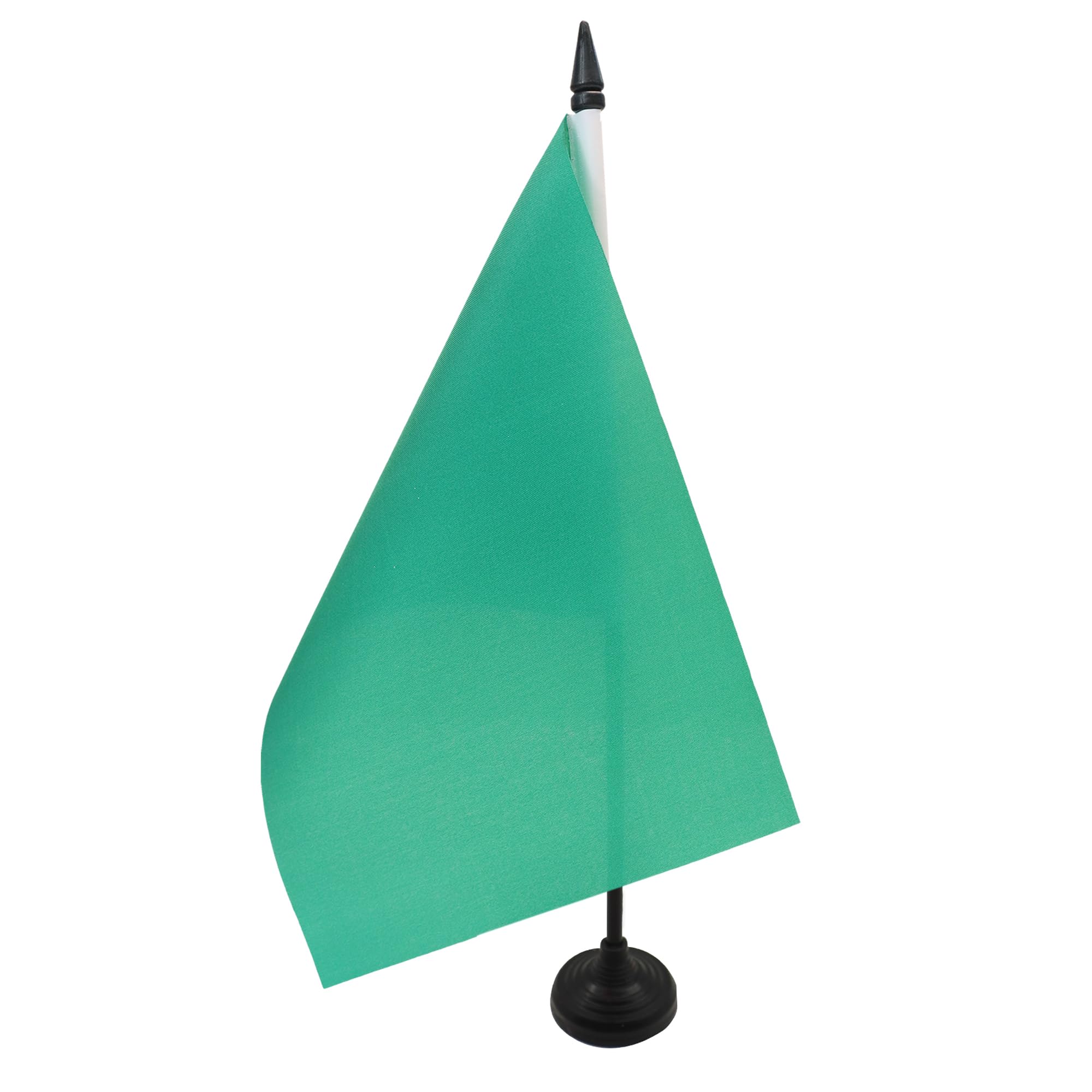 AZ FLAG Plain Green Table Flag 5'' x 8'' - Green Solid color Office Decoration 100% Polyester 21 x 14 cm - Mini Desk Flag with Pole and Black Plastic Base