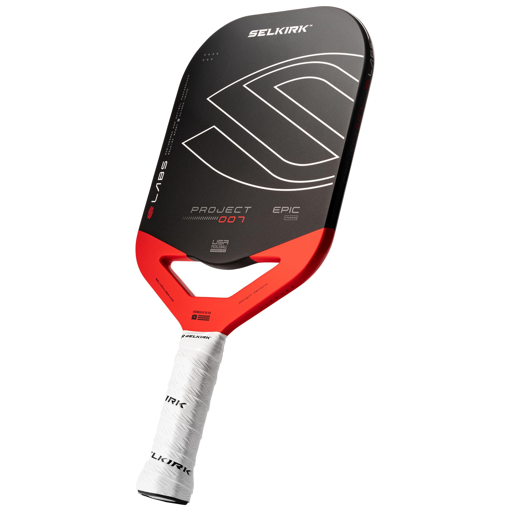 Selkirk Sport Labs Project 007 Pickleball Paddle | Florek Carbon Fiber Pickleball Paddles with Titanium Mesh Layer System | Designed for Lasting Durability, Spin, and Power | 14mm - Epic Image