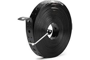 AXISCULPT Metal Strap 1-Inch x 50FT 0.6mm Thickness Metal Strapping with Holes Galvanized Pipe Hanger Strap DIY Cutting and Installation for Pipe Support (Black)