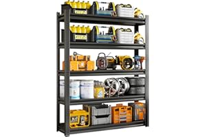 IYANEN 72" H Garage Shelving Unit, Garage Storage Shelves 2500LBS Heavy Duty Shelving, Adjustable 5 Tier Metal Shelving Utility Shelf, Storage Rack for Industrial, Warehouse, Basement (16" D*36" W*72" H)