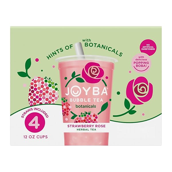 JOYBA STRAWBERRY ROSE BUBBLE TEA WITH BOTANICALS, 4...