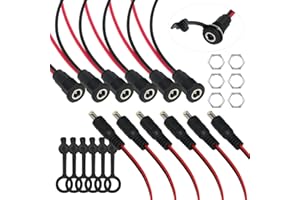 Tugermoola 6 Sets 5.5 x 2.1mm DC Power Jack Threaded Female Panel Mount Barrel Connector Adapter Kit with Cover Cap OLA012