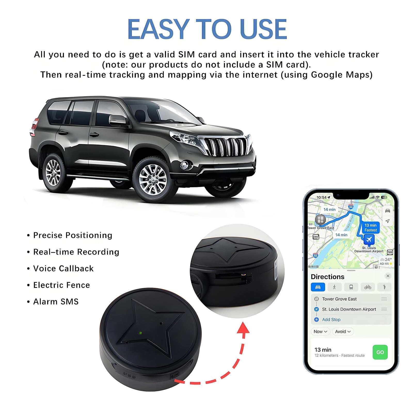 Mini GPS Tracker for Vehicles No Subscription - Car GPS Tracker Portable Real Time Magnetic GPS Tracking Device for Cars Full Global Coverage Location Tracker for Kids,Trucks/Person,No Monthly Fee