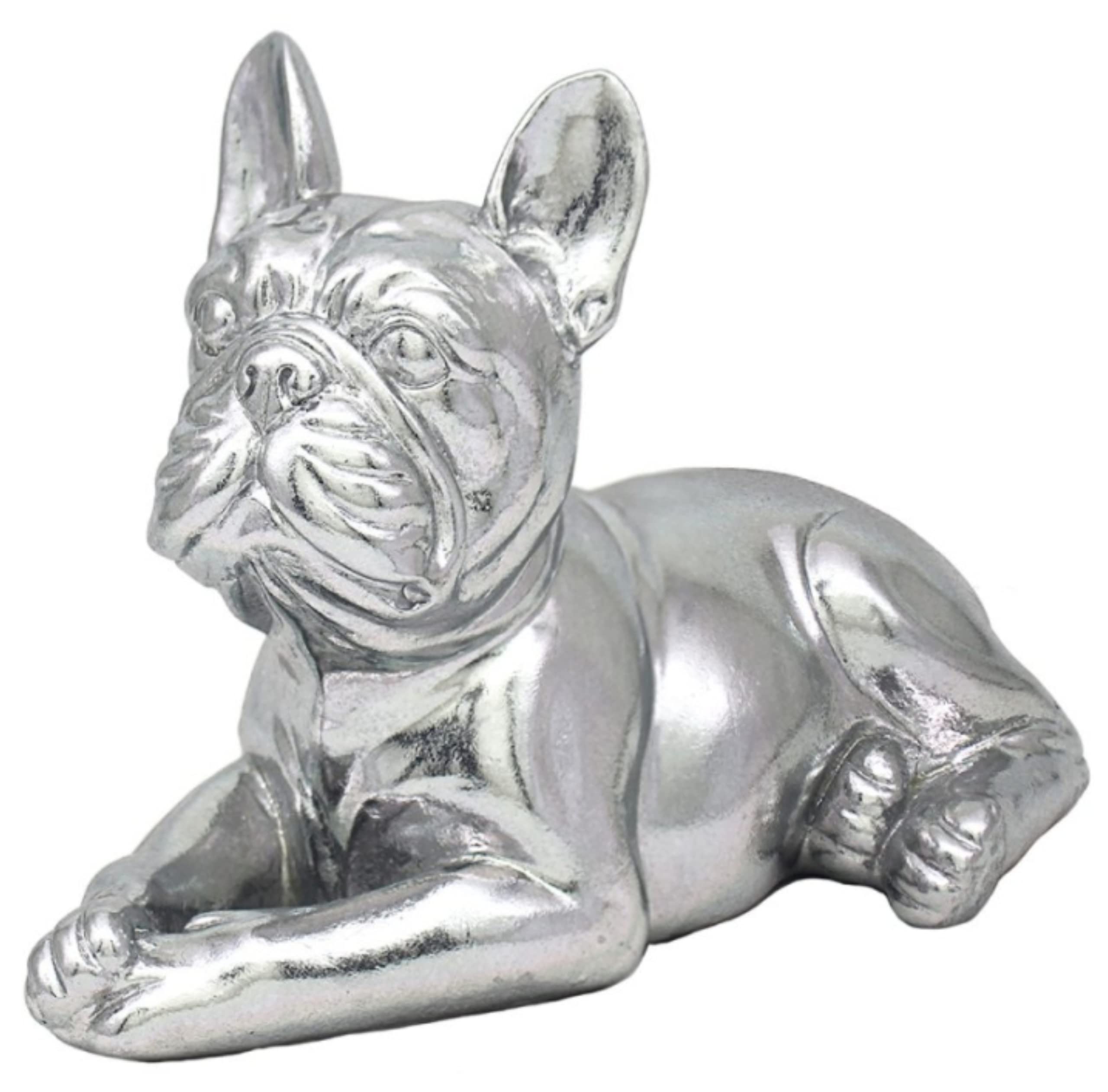 Lesser & Pavey Silver Art French Bulldog Lying Designed Ornament | Home Decor Animal Ornaments For All Homes or Offices | Decorative Home Accessories For All Types of Homes — image 1