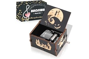 BAOSIWA Halloween Nightmare Music Box, Engraved Wooden Music Box Gifts for Girlfriend Boyfriend Her Him Birthday Valentines Day