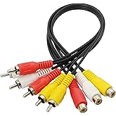 GELRHONR AV Cable Splitter, 3 RCA Female to 6 Male Splitter, RCA AV Audio Video Y Splitter Adapter Extension Cable for TV,DVD