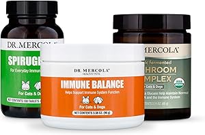 Dr. Mercola Immune Support Kit for Cats & Dogs, Immune Balance, Organic Mushroom Complex, SpiruGreen, Supports Immune and Digestive Health in Pets, Non GMO, Gluten Free, Soy Free