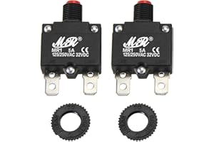 RKURCK 5 Amps Thermal Circuit Breakers 125/250V AC 32V DC Push Button Manual Reset Overload Protector Switch 5A 2 Pack