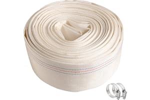 QuQuyi 2" x 30 FT Heavy Duty Reinforced PVC Swimming Pool Backwash Hose, General Purpose Lay-Flat Water Discharge pipe for Water Transfer Applications, White