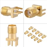 Fydun 10pcs SMA Female Base Connector Gold Plated Brass PCB Mount 50 Ohm RF view 8