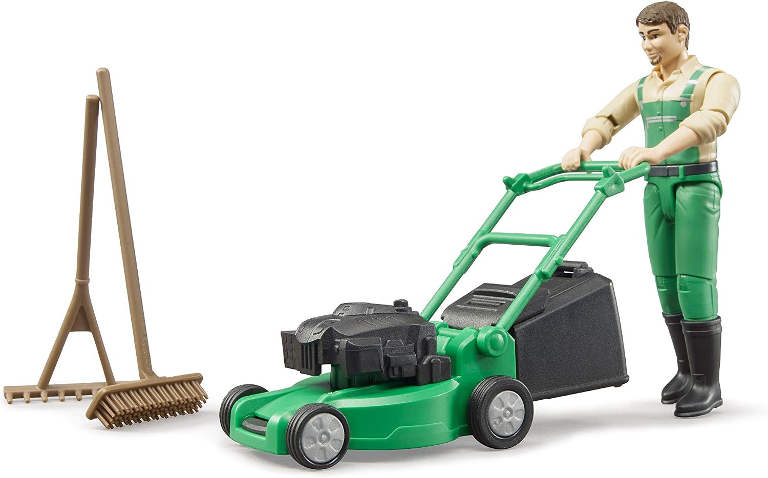 thumbnail image 2 of Bruder Bworld Gardener Figure With Lawnmower & Tools | Movable Limbs For Imaginative Play 2 of 9
