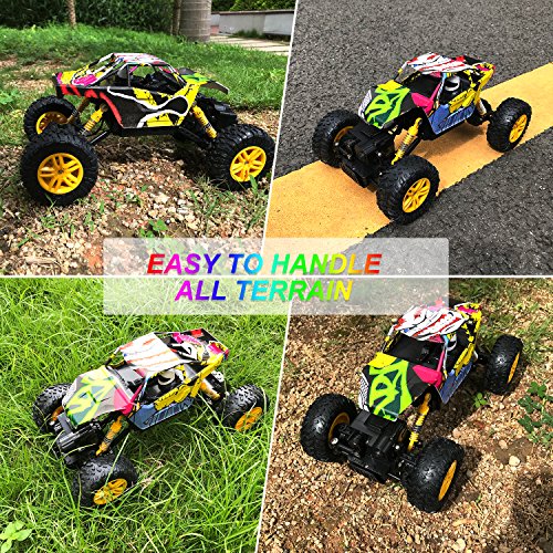 MaxTronic RC Car 4WD Off Road Rock Crawler 2.4GHz 1/18 Radio Remote Control Vehicle Dual Motors Graffiti High Speed Racing Monster Truck - Thumbnail 5