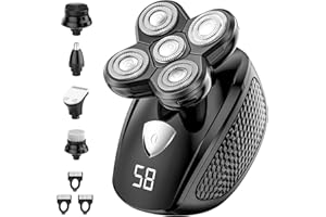 BAZIVVE Head Shavers for Bald Men, Bald Head Shavers for Men, Waterproof Electric Razors for Face, Hair Trimmer, 5 in 1 Shaving Kit with LED Display