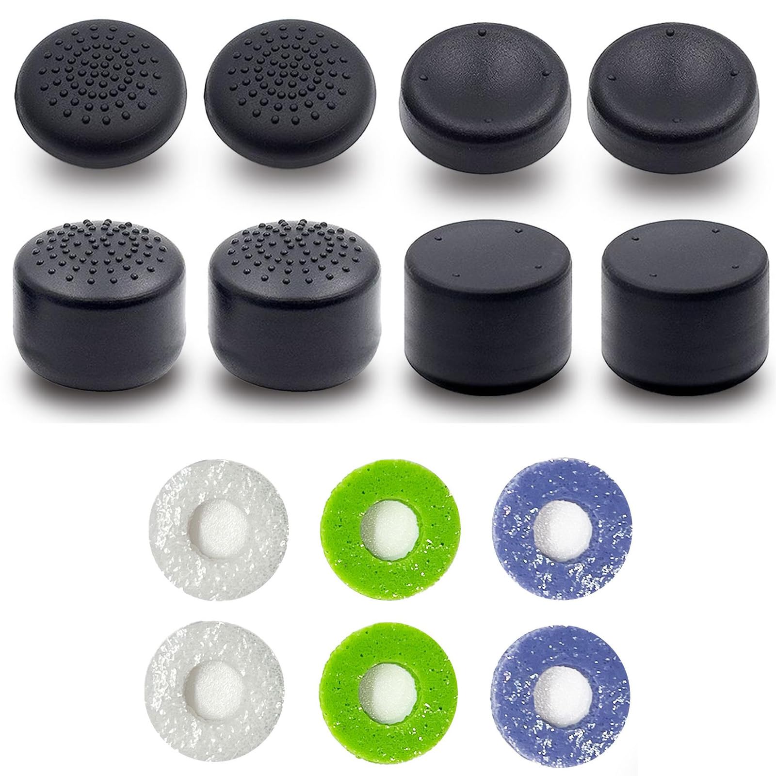 14PCS Silicone Thumb Grips & Precision Rings for Steam Deck, Xbox Series X/S, PS5, PS4, Xbox One - Joystick Caps with Multi-Level Resistance - Controller Grips & Gaming Accessories