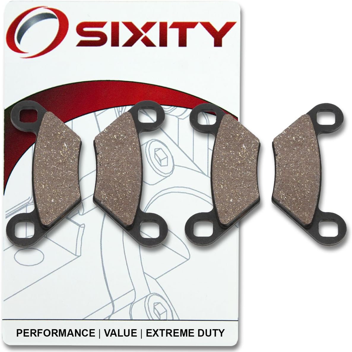 thumbnail image 2 of Sixity Organic Brake Pads For Polaris Sportsman 500 6x6 2000-2008 - Complete Rear Set 2 of 10