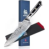 KYOKU Gin Series Chef Knife, 8" All Purpose Kitchen Knife, Japanese VG10 Damascus Stainless Steel Knife with Silver Ion Blade G10 Handle Mosaic Pin, Professional Knife for Meat Fruit Vegetables