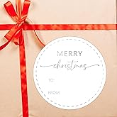 Silver Merry Christmas Gifts Tags Stickers, 30 Pcs Christmas Name Tags for Gifts, 2.5x2.5 Inch Holiday Presents Sticker Labels, Festive Chrismas Name Tag for Gift Wrapping Bags Classroom-D28