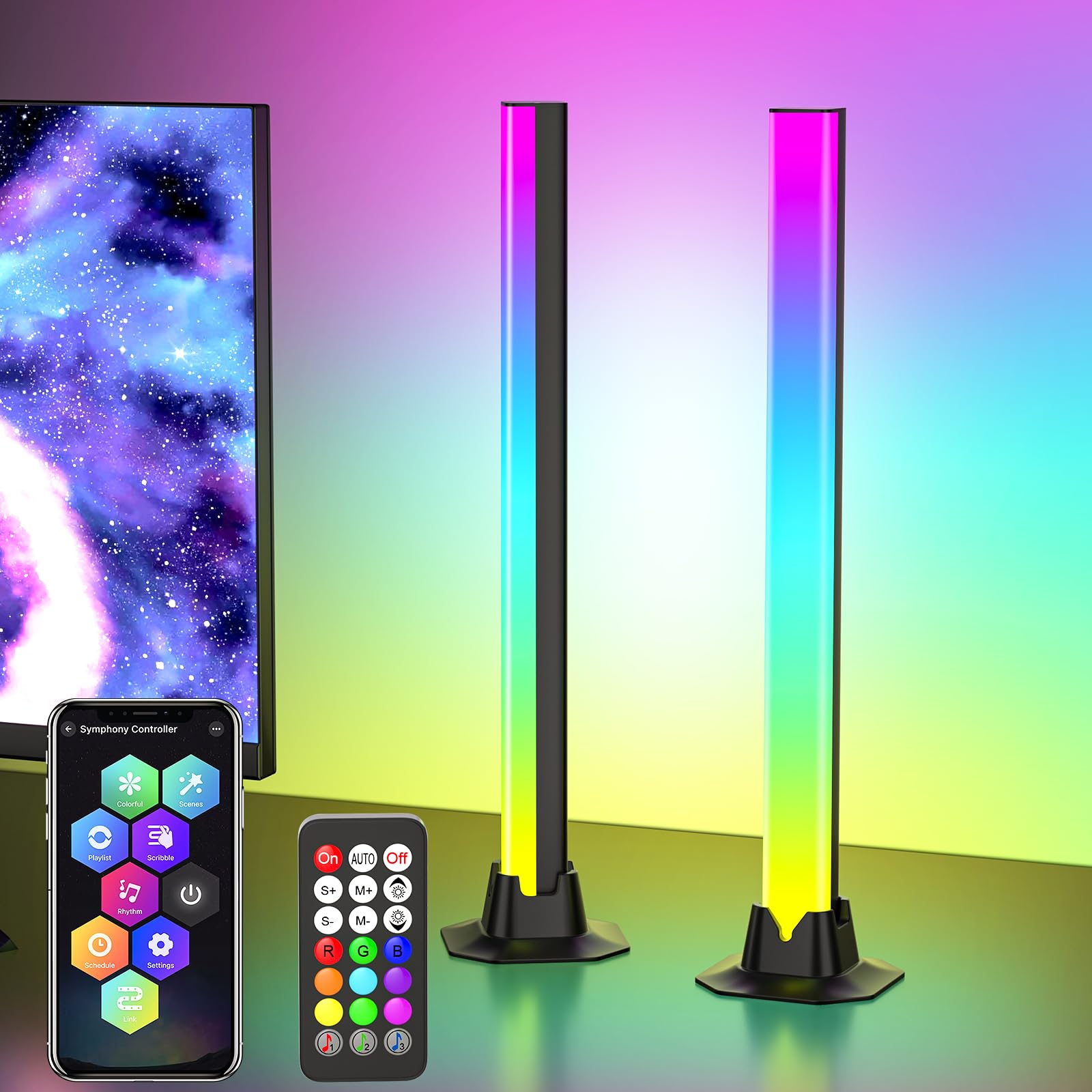 Photo 1 of 16.5" Smart Light Bar, LED Light Bar for Room, 16 Million Colors Changing, 213 Preset & 8 Scene Modes, Dynamic Music Sync, 3 Control Modes, RGB & IC Ambient Backlight for TV, Gaming Room