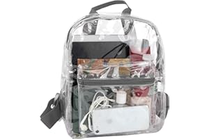 MADISON & DAKOTA Clear Mini Backpacks for Beach, Travel - Stadium Approved Bag with Adjustable Straps