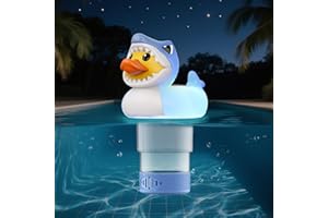 Doli Yearning Solar Pool Chlorine Floater for 3inch Tablets, Duck-Shark Chlorine Tablet Floater with Light, Auto Light up at Night for Pool, Hot Tub