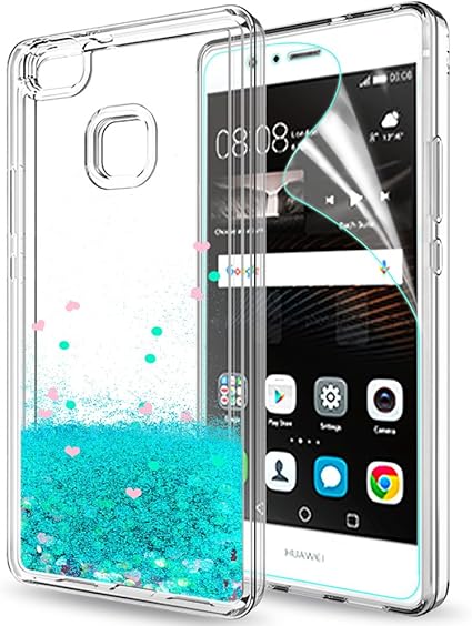 Amazon Leyi Huawei P9 Lite ケース キラキラ グ かわいい 手机壳 付き Hd フィルム 純正 ブランド バンパー 透明 シリコン クリア 耐衝撃 専用 ソフト薄型 おしゃれ ハート 防塵 Tpu シリコン 保護 側面 360 フレーム