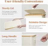 Lifewit 50L Slim Laundry Basket with Lid Narrow Foldable Bag Handles White view 5