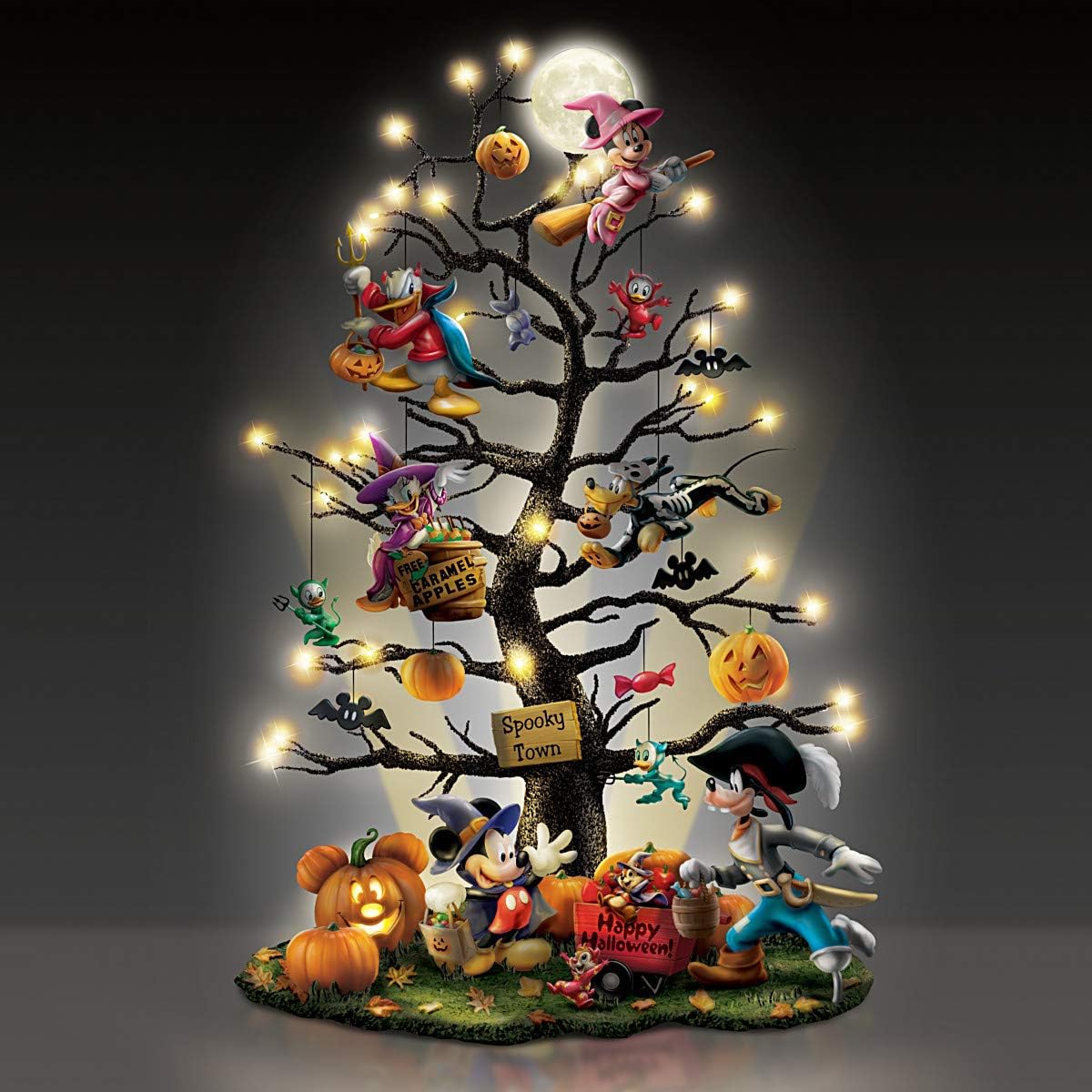 Amazon Com The Bradford Exchange Disney Trick Or Treat Illuminated Halloween Tabletop Tree Furniture Decor
