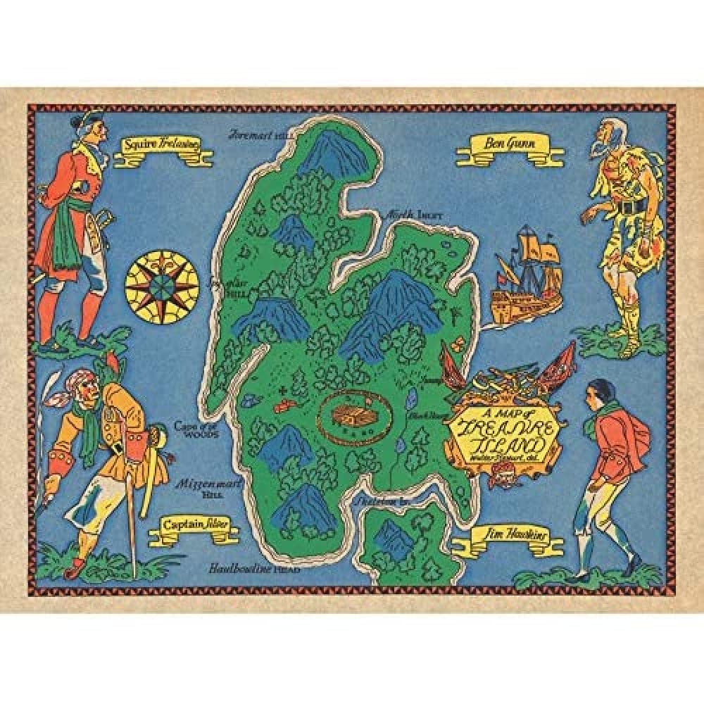 Artery8 Map Stuart 1960 Stevensons Treasure Island Art Print Canvas Premium Wall Decor Poster Mural