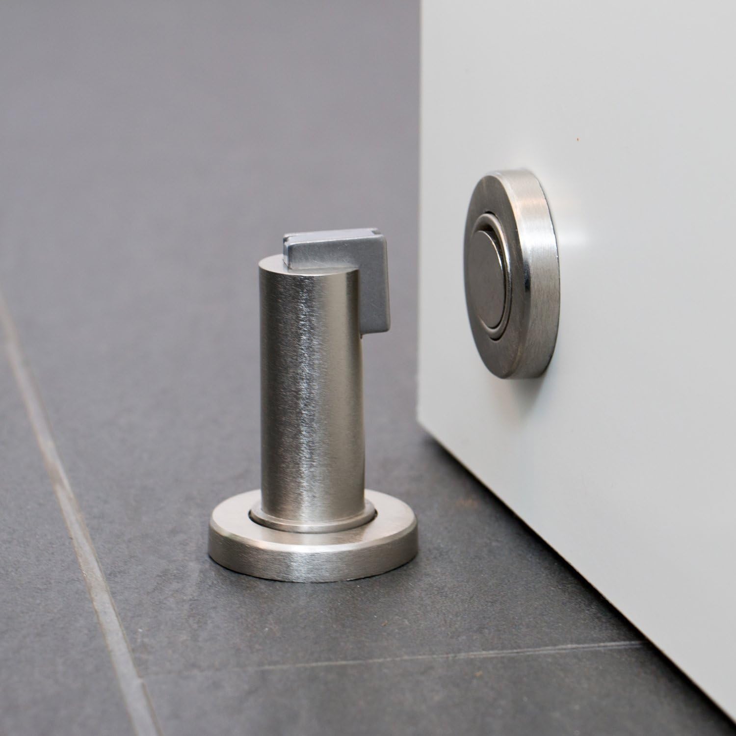 Stoppwerk Magnetic Door Stop, Stainless Steel Look Door Holder incl. Fixing Material - Image 5
