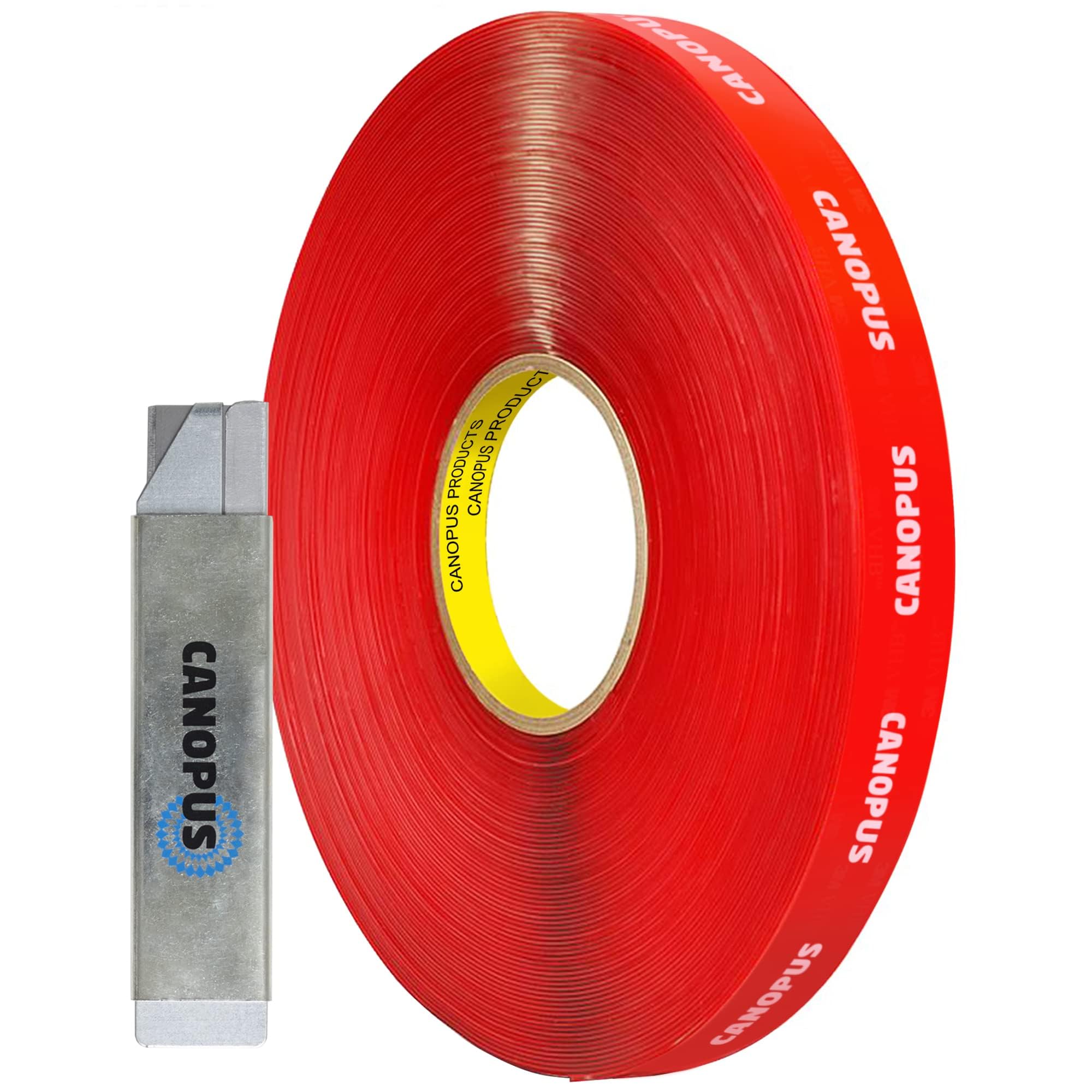 CANOPUS Double Sided Tape Clear Waterproof (12.7mm x 3meter), Heavy Duty Waterproof Mounting Tape, Ideal for LED Strips Lights, Office, Home Decor, Transparent