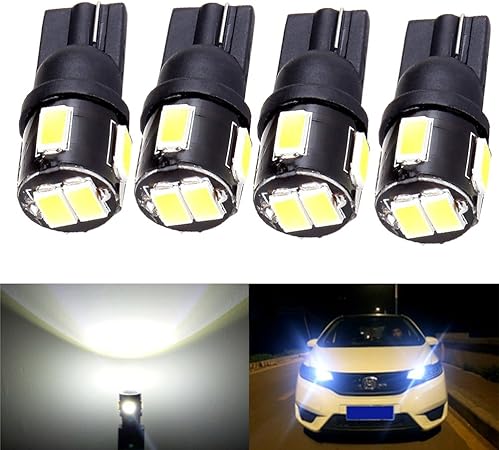 Amazon Hoomoo 新型 高輝度 T10 Led バルブ ホワイト 白 5630 6連smd 240ルーメン ポジションランプ ナンバー ルームランプ 12v専用 4個セット 汎用バルブ 車 バイク