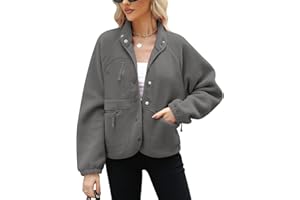 Sodtau Fleece Jacket Women，Sherpa Fleece Sweatshirt Long Sleeve Jackets Coats，Lightweight Casual Fashion Button Zipper