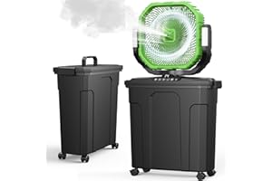 Ausic 12" 20L Portable Misting Fan, 30000mAh Fast Rechargeable Battery Water Cooling Fan, Oscillating Outdoor Fans with Adapter, LED Light, Timer, Caster, for Patios/Camping/Beach Summer Essentials