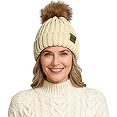 ZOORON Beanies for Womens Winter Knitted Beanies Hats with Faux Fur Pom Warm Knit Skull Cap