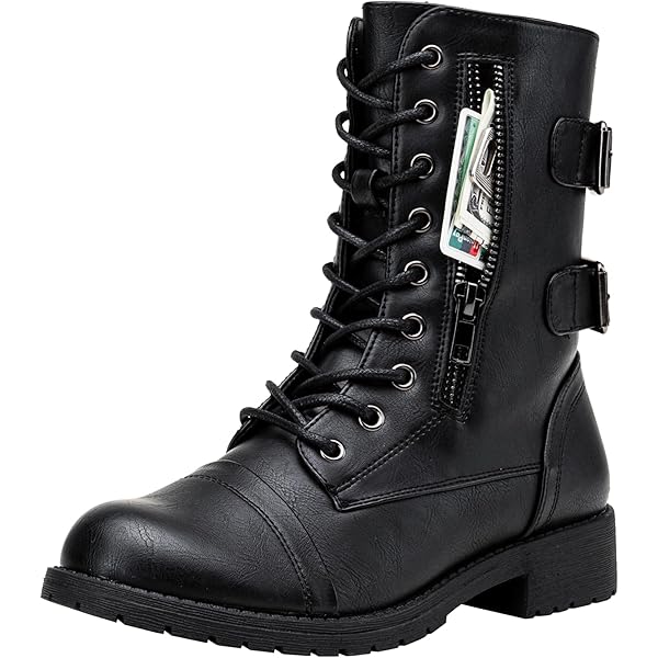 Amazon.com | Womens Motorcycle Boots with Full Size Zipper Lace