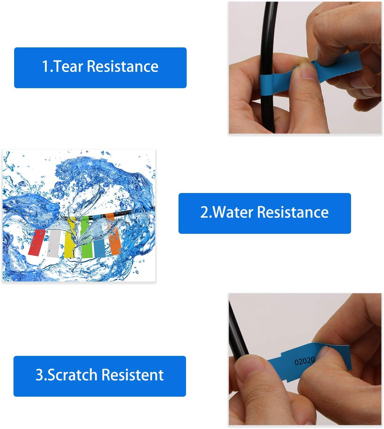 Mini Skater 240 Labels 8 Sheet Colorful Waterproof Cord Labels Tags Write on Stickers Tear Resistant Flexible Works Cord Identification Labels for Laser Printer (8 Sheet (240 Labels)) : Office Products