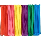 QDiShi 600pcs Small Colored Zip Ties 4 Inch Multi-Color Zip Wire Tie for Deco Mesh Wreath Supplies, Colorful Plastic Ties Yellow, Blue, Red, Green, Pink, Purple Zip Ties (100 per color)