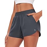Stelle Womens 3" Running Shorts Mesh Liner High Waisted Workout Shorts Quick Dry Dolphin Athletic Shorts with Pockets