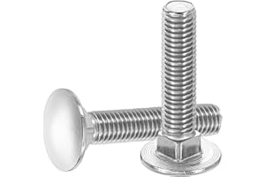 uxcell 4Pcs Carriage Bolts, M10 x 50mm Stainless Steel 18-8 (304) Round Head Square Neck Screws Bolt Screw for Fastening Accessories - Silver