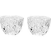 Kitcom Crystal Tealight Candle Holders Pack of 2 for Wedding Party Dinner Table Home Decor Hand-Cut W2.4'' X H1.7'', Clear